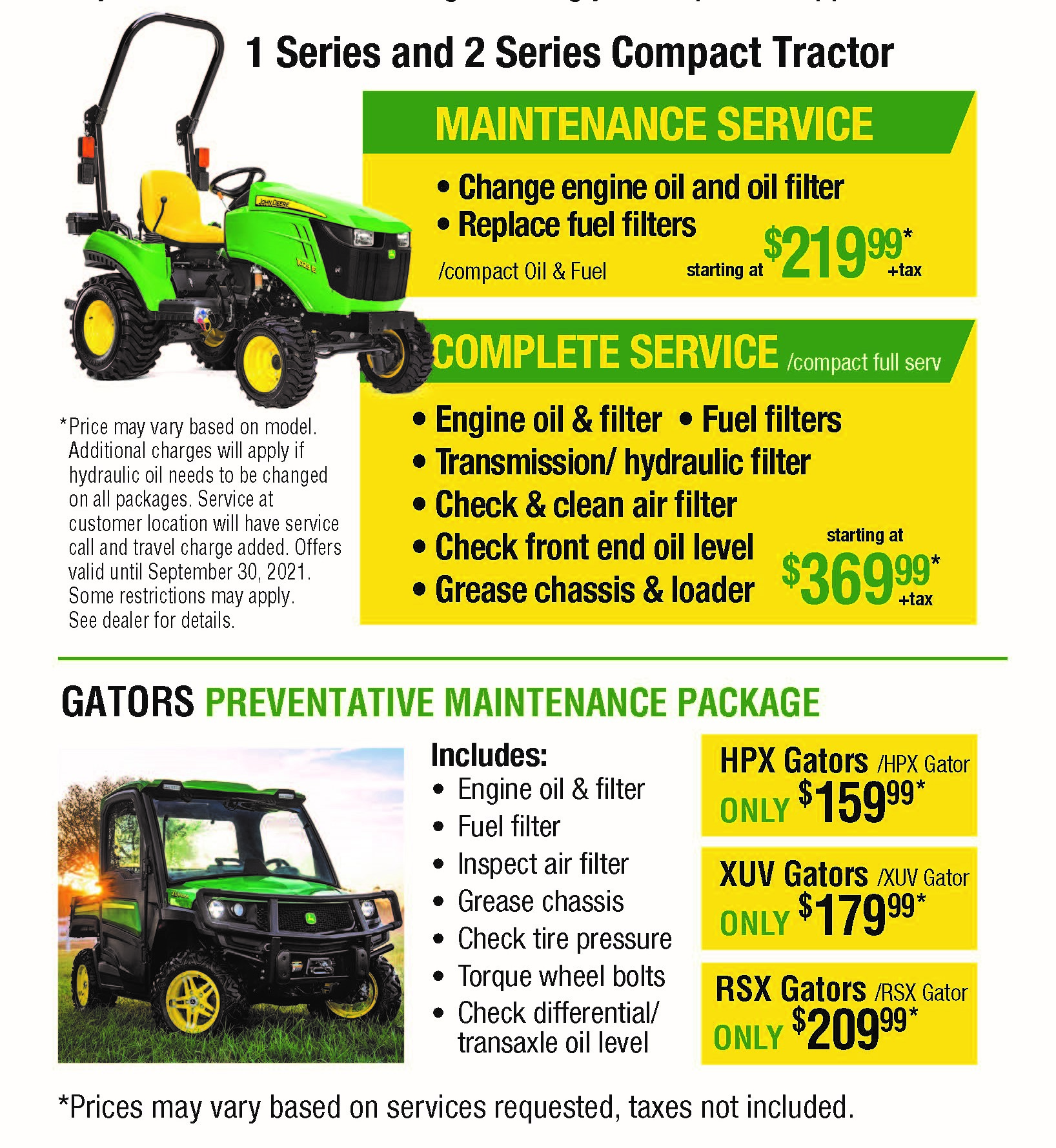 Service Promotions Green Diamond Equipment